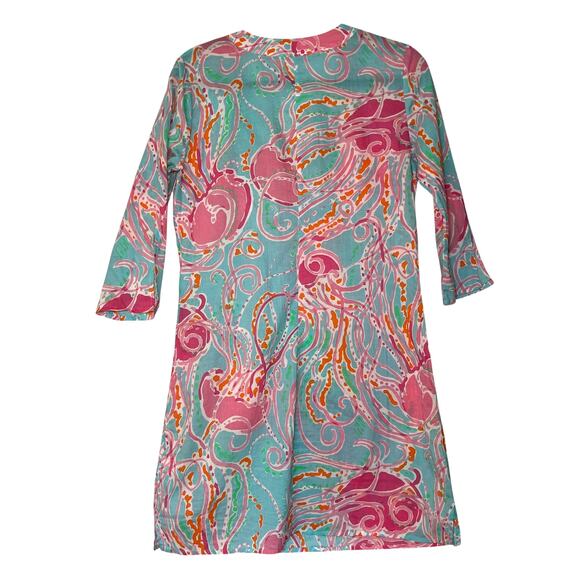 Lilly Pulitzer Courtney Jellies Be Jammin Jelly Fish 3/4 Sleeve Tunic Dress Sz S - Picture 2 of 6
